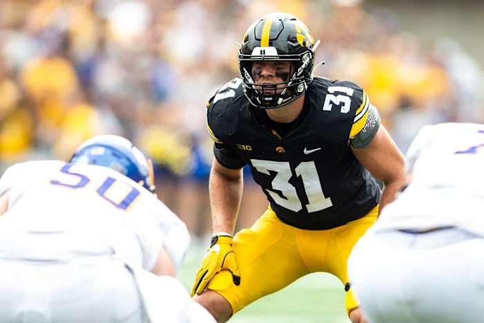 Iowa linebacker Jack Campbell against South Dakota State